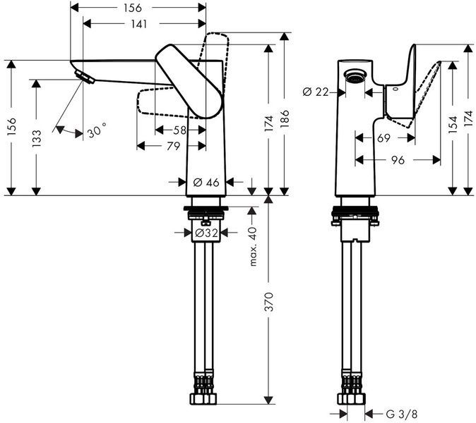 Смеситель для раковины HANSGROHE TALIS E 71755000 58444 фото