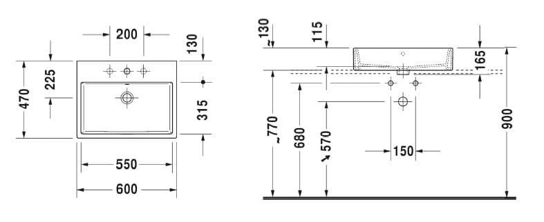 Умывальник на столешницу DURAVIT VERO AIR 2352600000, 60х47 800005956 фото