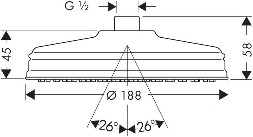 Верхній душ Classic 180 1jet AXOR MONTREUX 28487820, &frac12;', нікель 800005195 фото