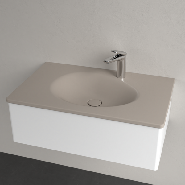 Умивальник накладний VILLEROY & BOCH ANTAO 4A7584AM, 80x50см, з прихованим переливом, з отвором під змішувач, Ceramic Plus, бежевий 800005880 фото