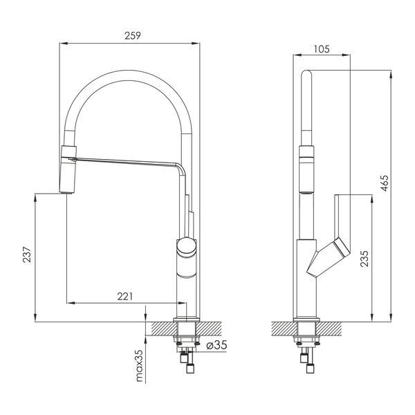 Змішувач для кухні IMPRESE BOA f03401410BS, чорний матовий 94037 фото
