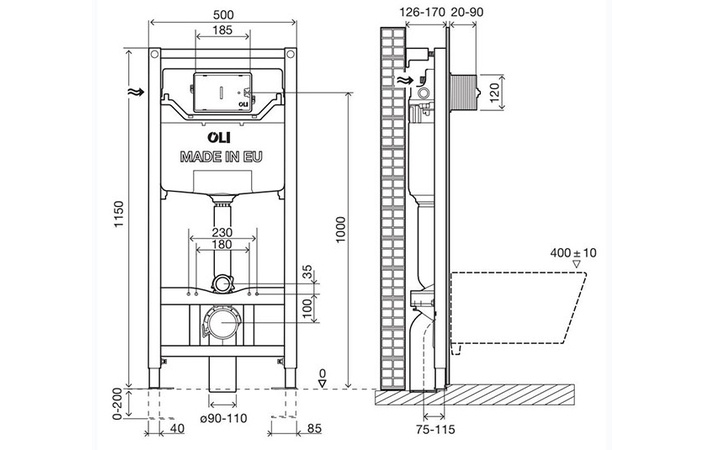 Інсталяція для унітаза OLI PLUS 880780, 120 OLIPURE 80000001929 фото