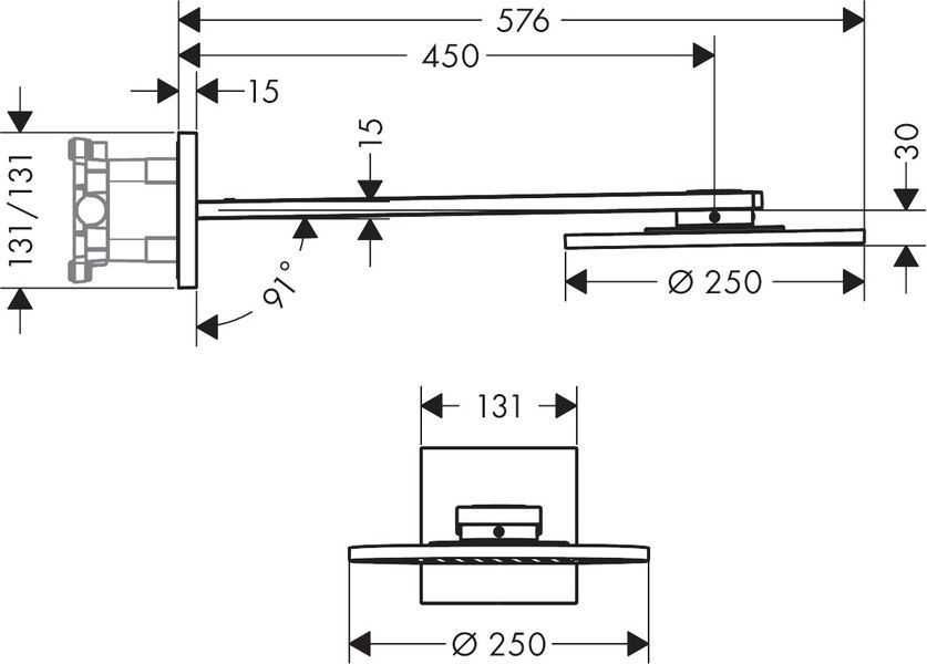 Верхний душ 250 2jet AXOR SHOWER SOLUTIONS 35296000, с держателем 800004597 фото