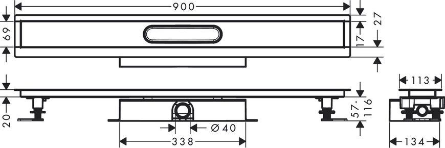 Монтажний комплект для каналів HANSGROHE UBOX UNIVERSAL 56019180, нержавіюча сталь 800004281 фото
