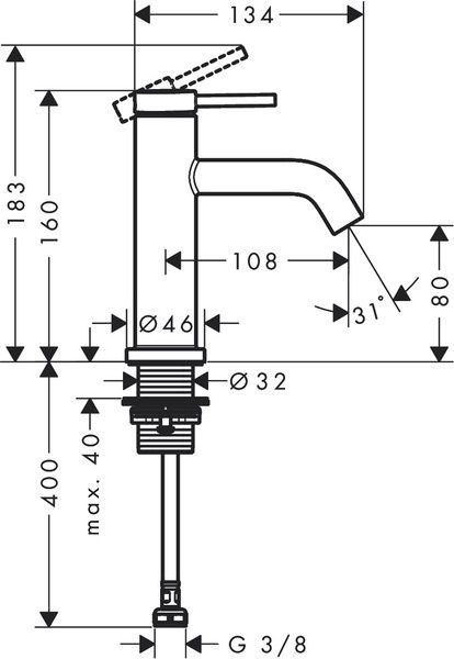 Смеситель для раковины только для холодной воды HANSGROHE TECTURIS S 73313140, бронза сатин 800004167 фото
