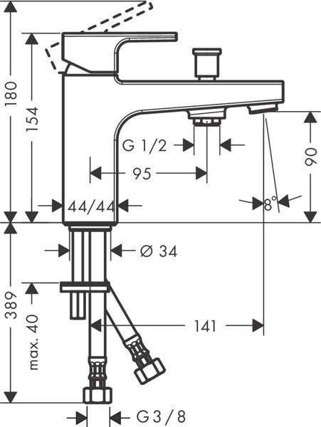 Смеситель для ванны и душа HANSGROHE VERNIS SHAPE 71463000 800003867 фото