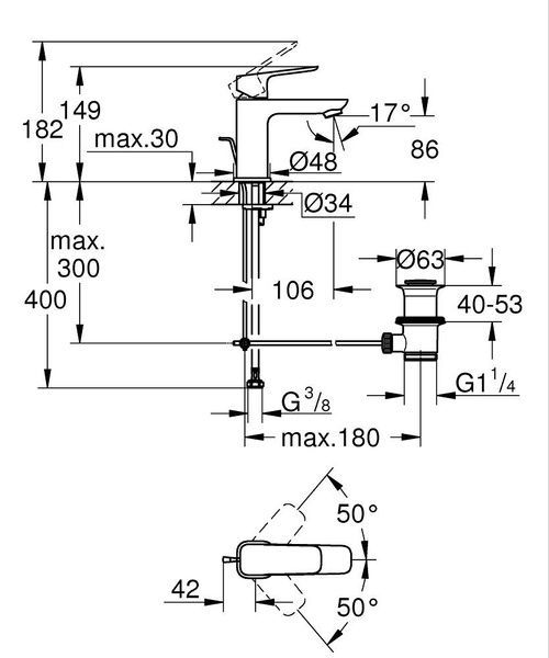 Змішувач для умивальника GROHE CUBEO 1016942430, чорний матовий 100139 фото
