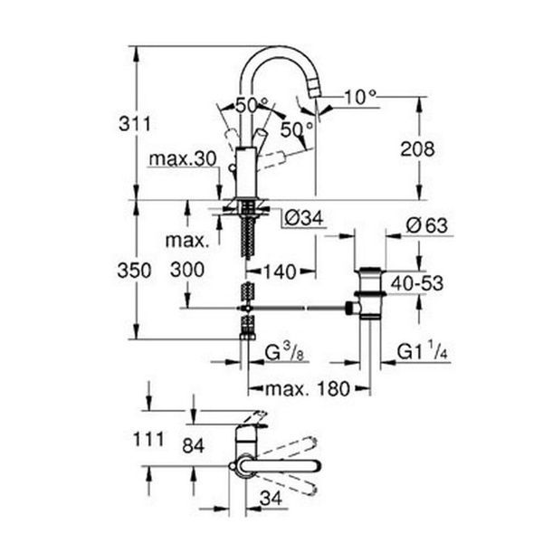 Смеситель для умывальника GROHE EUROSMART NEW 23537002 49307 фото