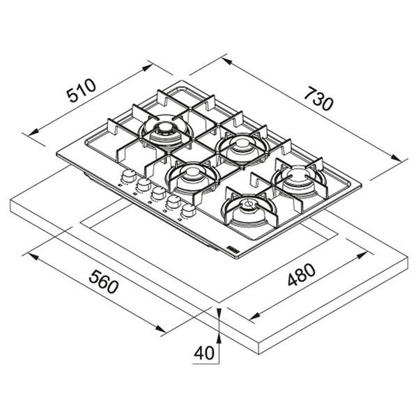 Газовая варочная поверхность FRANKE MARIS FHMA 755 4G DCL XS C 106.0554.382 800006357 фото