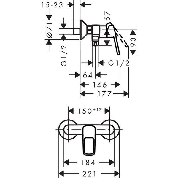 Змішувач для душу HANSGROHE LOGIS LOOP 71247000, хром 55482 фото