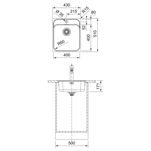 Кухонная мойка FRANKE SMART SRX 210-40 127.0703.298, нержавеющая сталь 800006707 фото