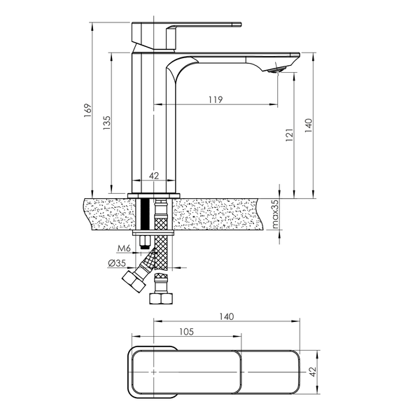 Змішувач для умивальника IMPRESE SLANICE f03512401SB, хром 95471 фото