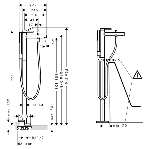 Смеситель для ванны HANSGROHE ZESIS 74445000 99837 фото