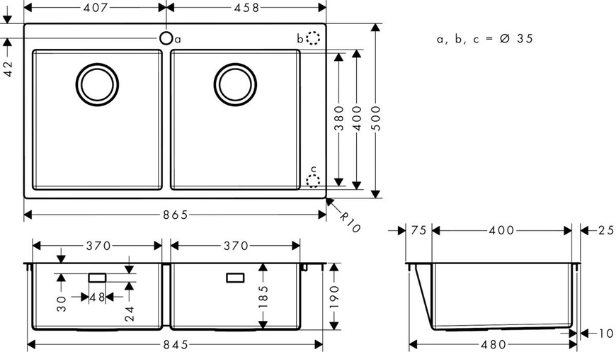 Мойка для кухни HANSGROHE S71 43303800, нержавеющая сталь 800004267 фото