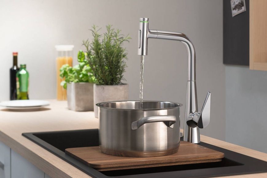 Змішувач для кухонної мийки з висувним душем HANSGROHE TALIS SELECT M51 73867800, нержавіюча сталь 71424 фото