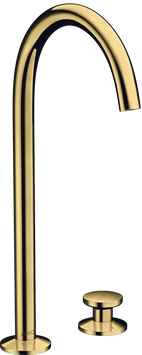 Смеситель для раковины AXOR ONE 48060990, на 2 отверстия, Select 260, с донным клапаном Push-Open, золото 800005497 фото