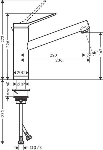 Смеситель для кухонной мойки с установкой перед окном HANSGROHE ZESIS M33 74805000 800003968 фото