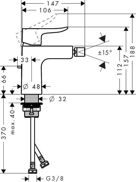 Змішувач для біде HANSGROHE METRIS 31280000 24722 фото