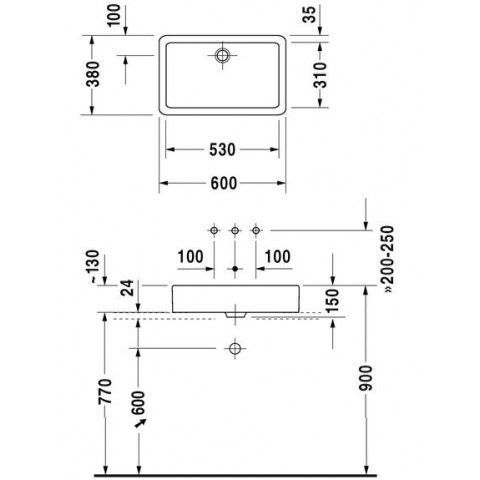 Умывальник на столешницу DURAVIT VERO 0455600000 800005958 фото