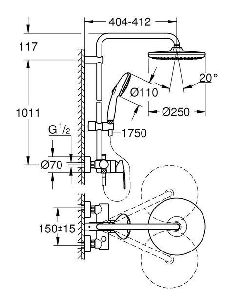 Душевая система GROHE TEMPESTA 26673001 95767 фото