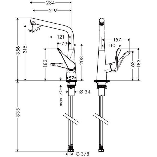 Смеситель для кухонной мойки HANSGROHE METRIS 14823000 39040 фото