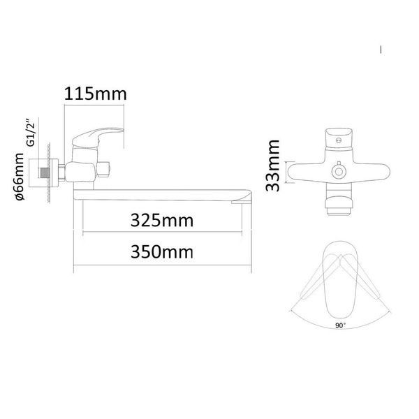 Смеситель для ванны RJ SOFT RBZZ001-9B, хром 56511 фото