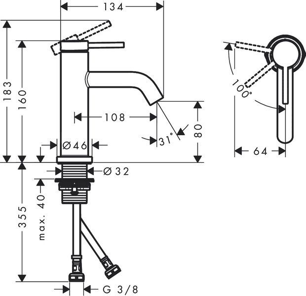 Змішувач для раковини HANSGROHE TECTURIS S 73301700, білий матовий 800004018 фото