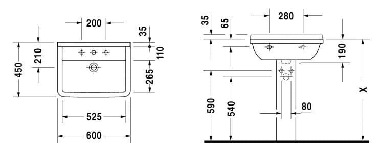 Умивальник підвісний DURAVIT STARCK 3 0300600000, 60x45 800006008 фото