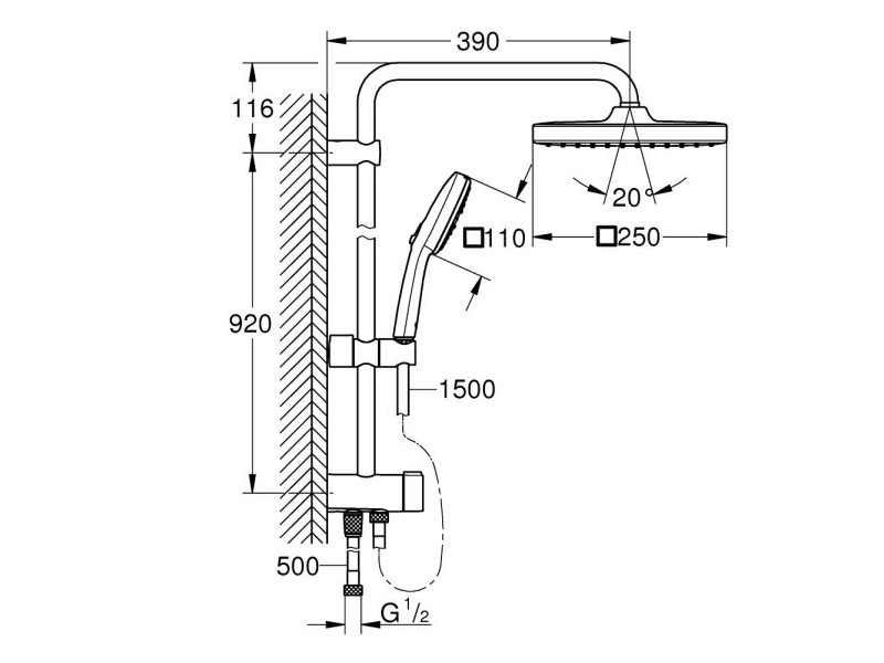 Душевая система без смесителя GROHE TEMPESTA 250 26694001 95709 фото