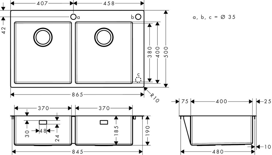 Мойка для кухни HANSGROHE S71 43311800, нержавеющая сталь 800004268 фото