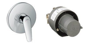 Смеситель скрытого монтажа 1 функция со скрытой частью HANSGROHE NOVUS 71067000+13620180 92890 фото