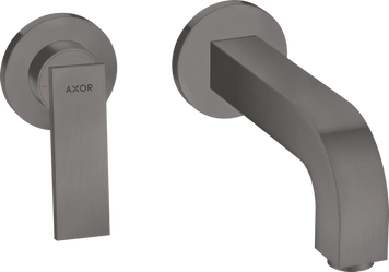 Смеситель для раковины AXOR CITTERIO 39121340, однорычажный, настенный, с рычаговой рукояткой, изливом 220 мм и розетками, черный 96469 фото