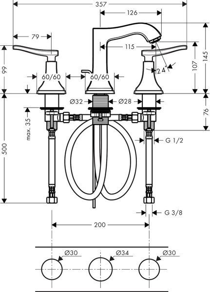 Смеситель для раковины со сливным гарнитуром HANSGROHE METROPOL CLASSIC 31330000 57986 фото