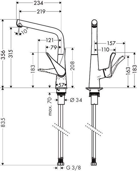 Смеситель для кухонной мойки HANSGROHE METRIS 14822800, нержавеющая сталь 39039 фото