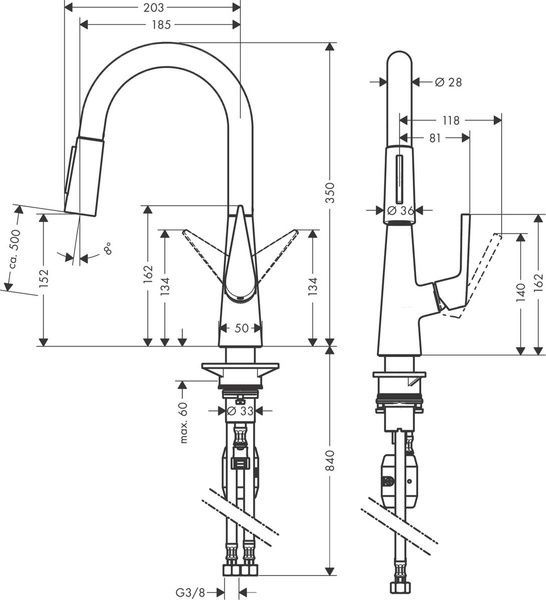 Смеситель для кухонной мойки HANSGROHE TALIS S 72815000 62395 фото