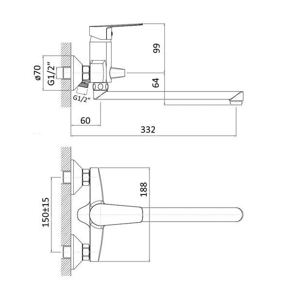 Смеситель для ванны RJ LOTUS RBZZ002-9B 58170 фото