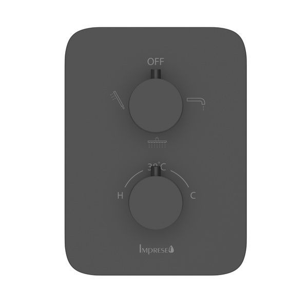 Смеситель скрытого монтажа с термостатом 3 функции IMPRESE BILOVEC f04600910AB, черный матовый 97004 фото