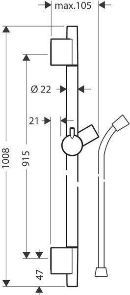 Штанга для душа со шлангом для душа HANSGROHE UNICA 28631670, черный матовый 71266 фото