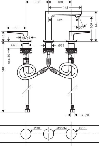 Змішувач для раковини HANSGROHE METROPOL 32514000 85694 фото