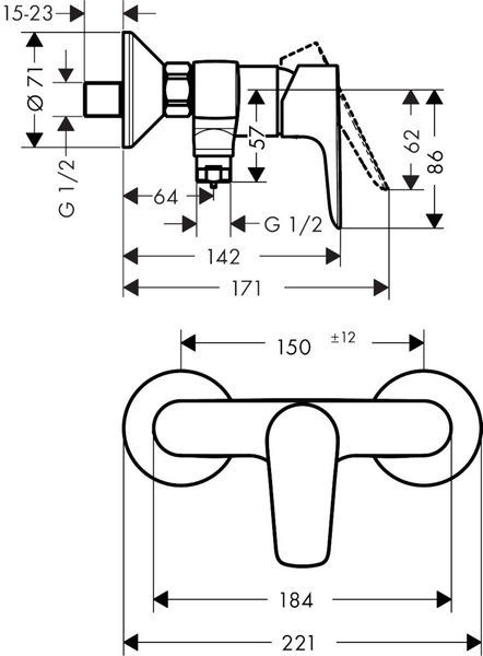 Смеситель для душа HANSGROHE TALIS E 71760700, белый матовый 76610 фото