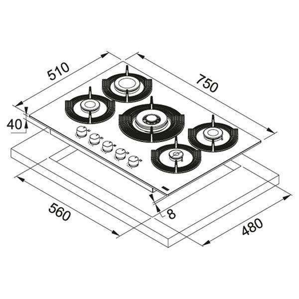 Газова варильна поверхня FRANKE MARIS FHMF 755 4G DC C LG 106.0541.756 800006360 фото