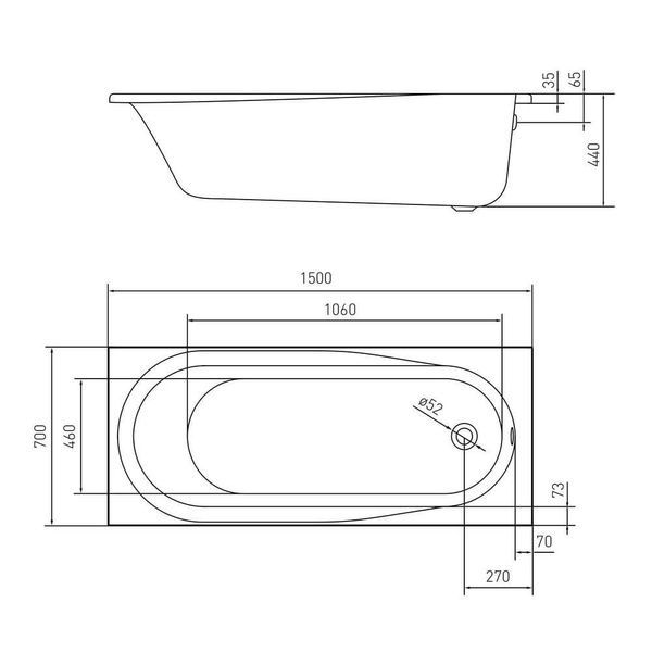 Ванна акрилова VOLLE AIVA 150x70 TS-1576844 75115 фото