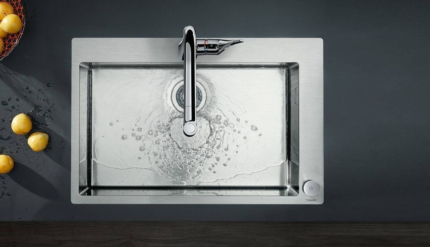 Змішувач для кухонної мийки HANSGROHE METRIS SELECT M71 73806800, нержавіюча сталь 800003920 фото