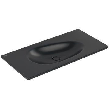 Умивальник накладний VILLEROY & BOCH ANTAO 4A76A3R7, 100x50см, без переливу, без отвору під змішувач, Ceramic Plus, чорний матовий 800005570 фото