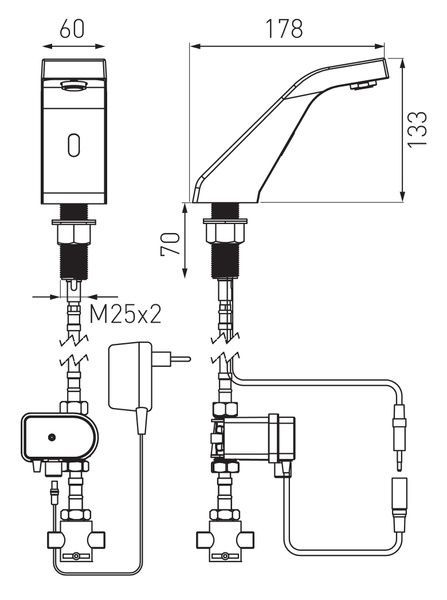 Змішувач для умивальника FERRO SIROCCO SENSOR BBB101SM, POWER-SAFE PRE-MIXED, хром 80000002699 фото