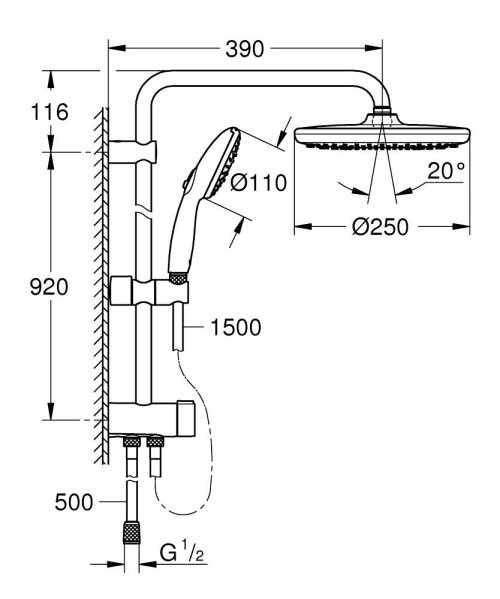 Душевая система без смесителя GROHE TEMPESTA 26675001 95778 фото