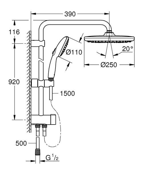 Душевая система без смесителя GROHE TEMPESTA 26675001 95778 фото