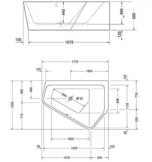 Ванна акрилова DURAVIT PAIOVA 5 760395000CP1000, 177x130 кутова правобічна з безшовною панеллю 800005911 фото