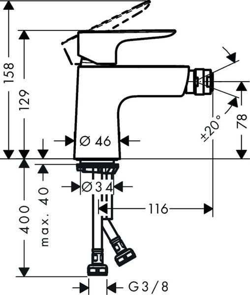 Змішувач для біде HANSGROHE TALIS E 71721000 54655 фото