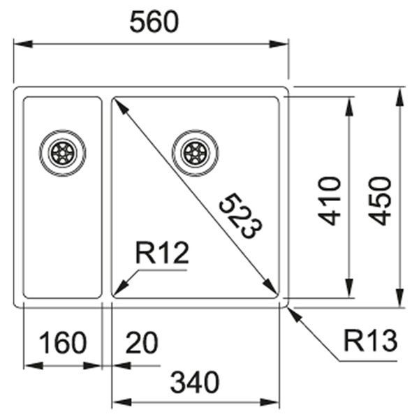 Кухонна мийка FRANKE BOX BXX 260/160-34-16 127.0369.916, нержавіюча сталь 800006961 фото